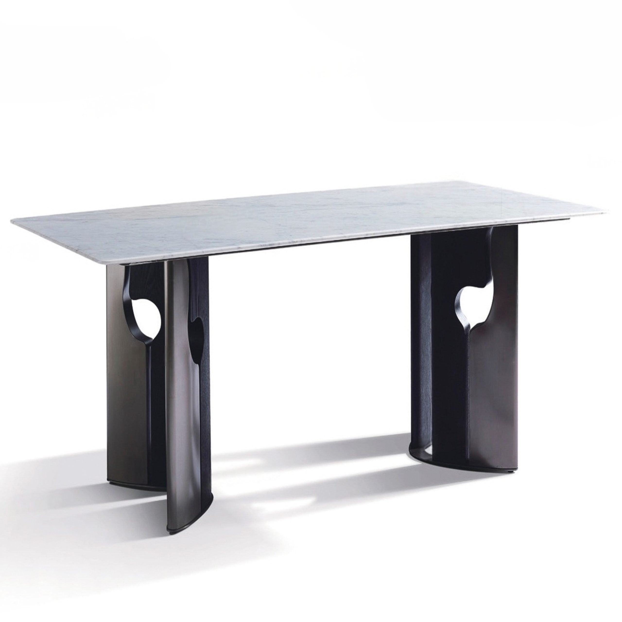 Ariston White Natural Marble With Stainless Steel And Dark Stain Ash Wood Base