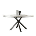 Glossy White Sintered Stone Top With Black Titanium Electroplated Stainless Steel Dining Table
