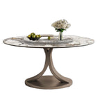 Glossy Pandora Sintered Stone Top With Stainless Steel Base Lazy Susan Dining Table