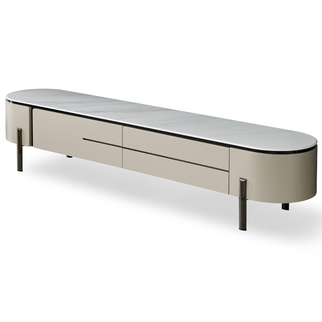 Sienna White Sintered Stone TV Console