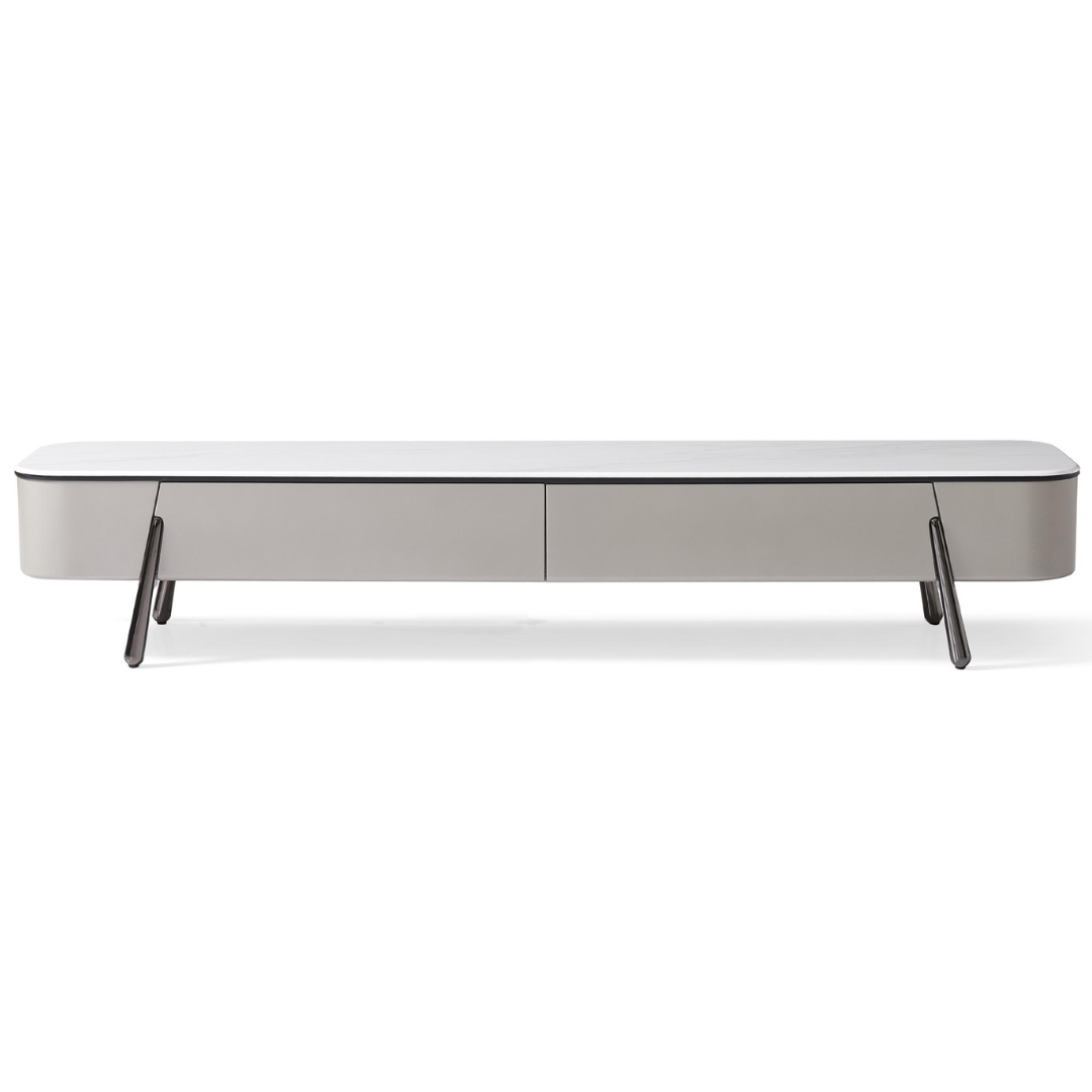 Axia White Sintered Stone TV Console
