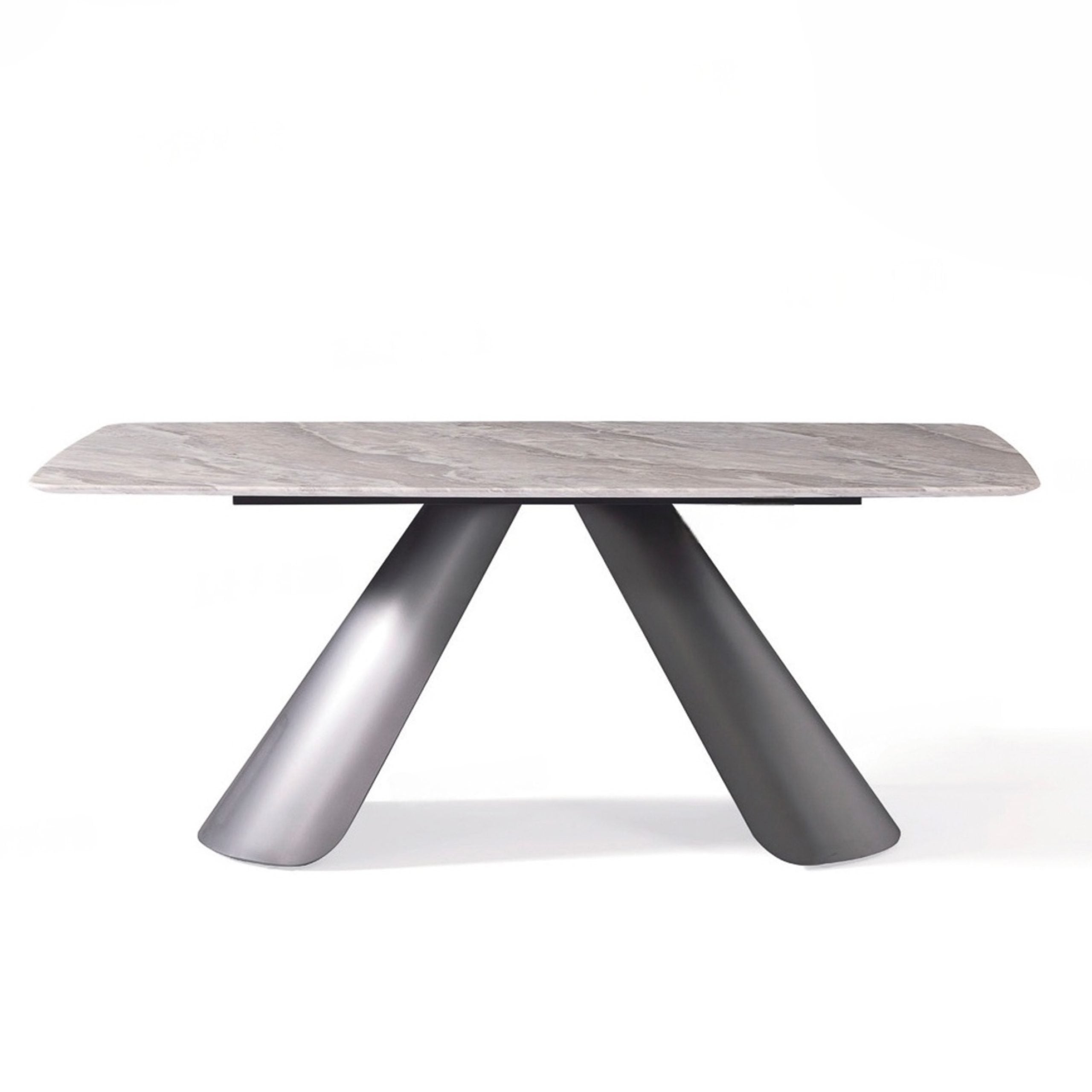 Cloudy Grey Natural Marble With Stainless Steel Base