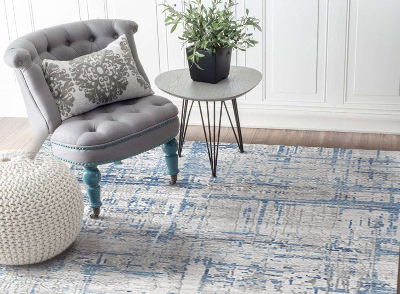 Vista Collection Cream Blue Rug AK76A