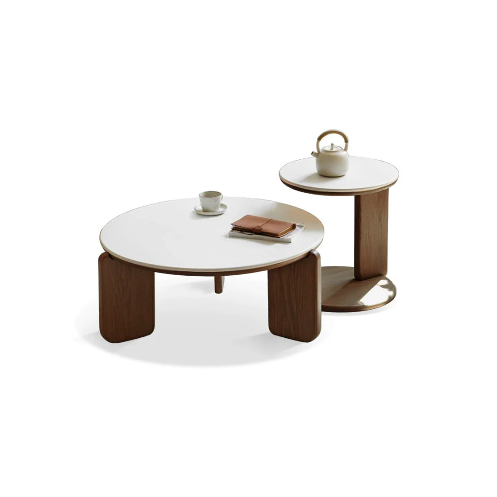 Akemi Solid Wood Sintered Stone Nesting Tables