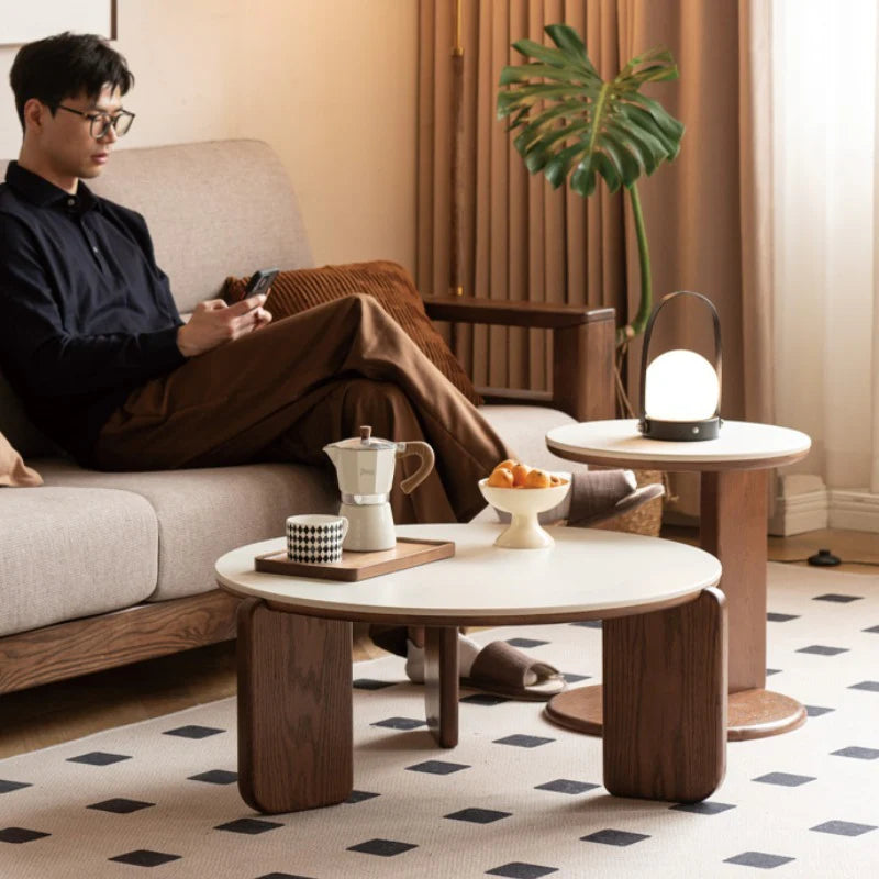 Akemi Solid Wood Sintered Stone Nesting Tables