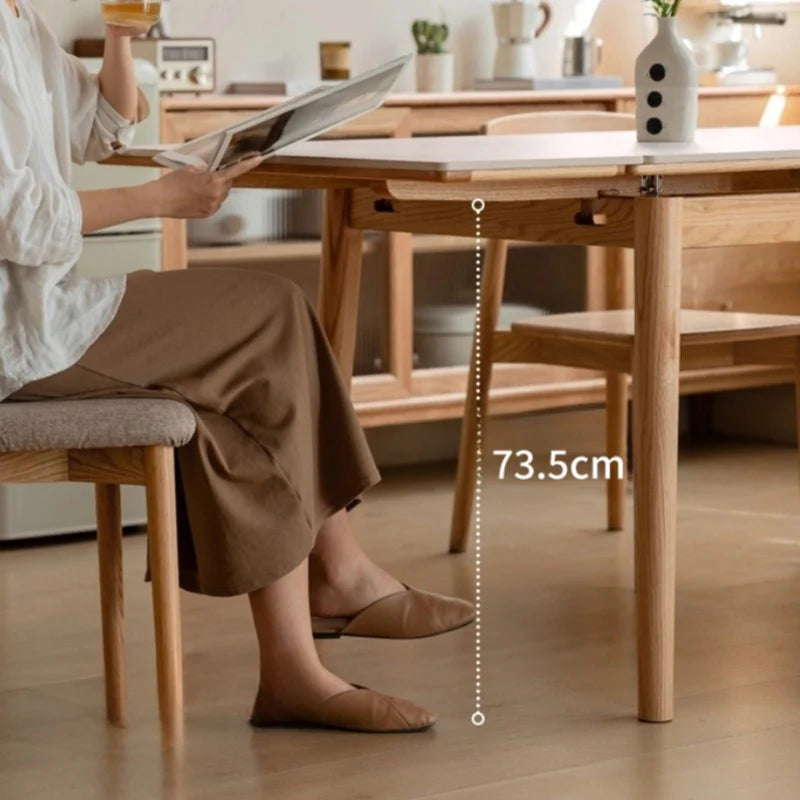 Hana Extendable Solid Wood Sintered Stone Dining Table