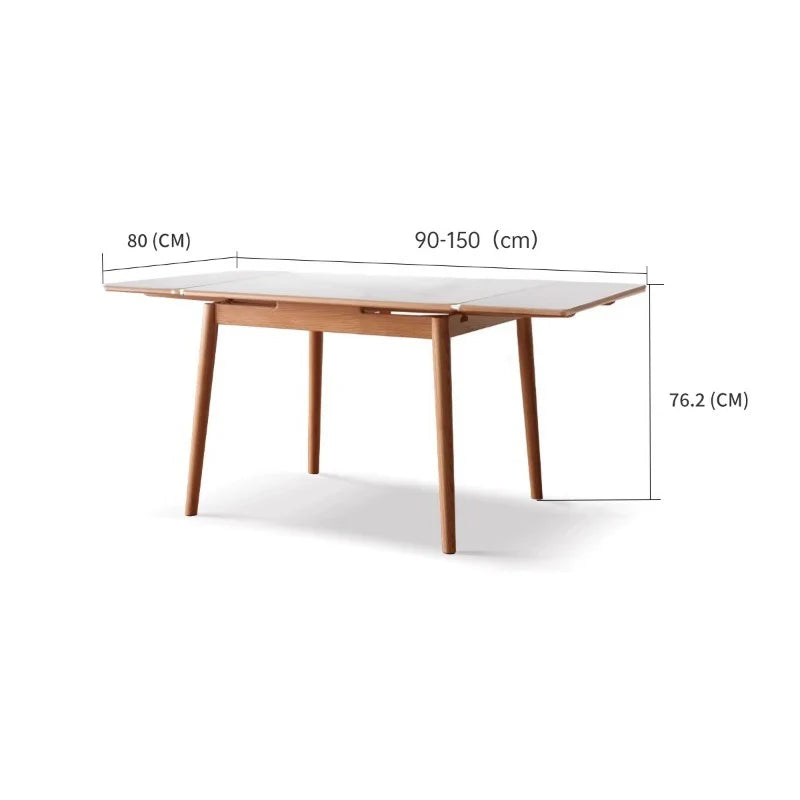 Hana Extendable Solid Wood Sintered Stone Dining Table