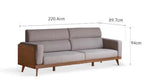 Haru 3 Seater Fabric Sofa
