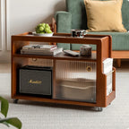 Hayden Solid Wood Side Table with Wheels