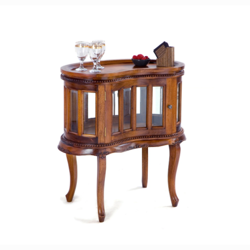 Village Mahogany Glazed Kidney Drinks Cabinet H021