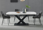 Whirling Matt White Sintered Stone Extendable Table