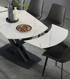 Whirling Matt White Sintered Stone Extendable Table