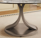 Glossy Pandora Sintered Stone Top With Stainless Steel Base Lazy Susan Dining Table