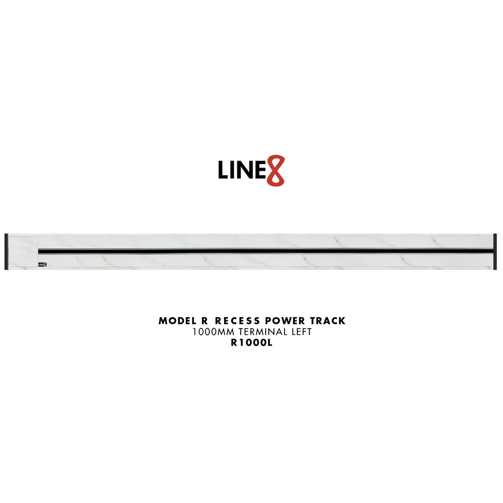 Line8 Model R Recessed Power Track - Indian White Marble Finish