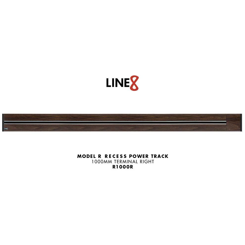 Line8 Model R Recessed Power Track - Brazilian Rosewood Finish