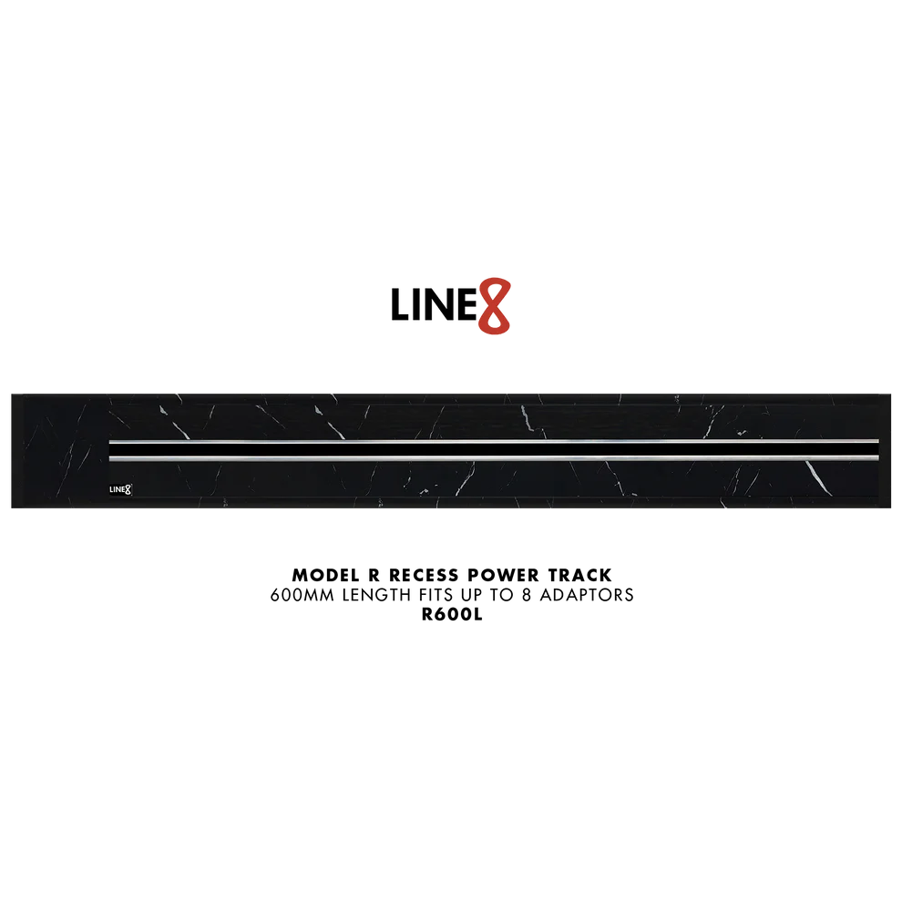 Line8 Model R Recessed Power Track - Spanish Black Marble Finish