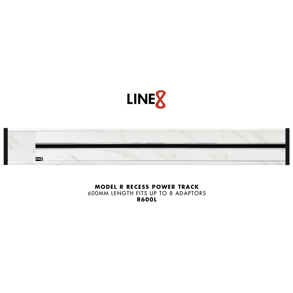 Line8 Model R Recessed Power Track - Indian White Marble Finish