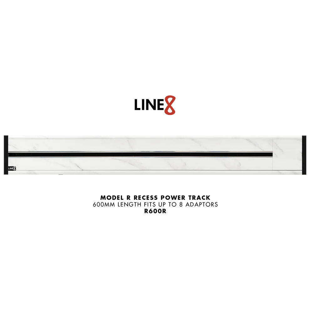 Line8 Model R Recessed Power Track - Indian White Marble Finish