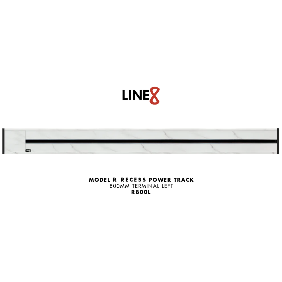 Line8 Model R Recessed Power Track - Indian White Marble Finish
