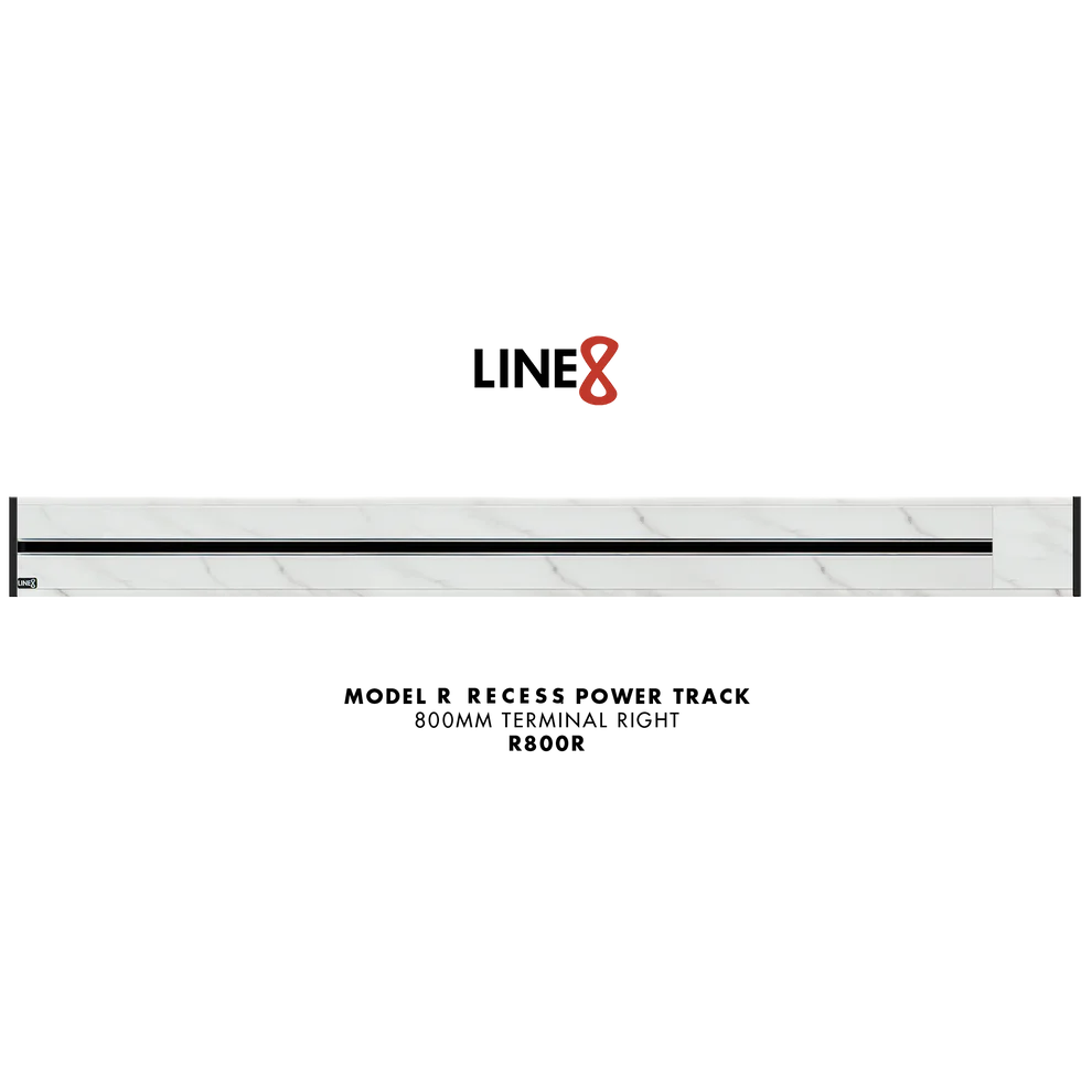 Line8 Model R Recessed Power Track - Indian White Marble Finish