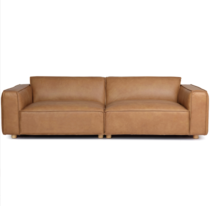LARGE WAX LEATHER SOFA 3954