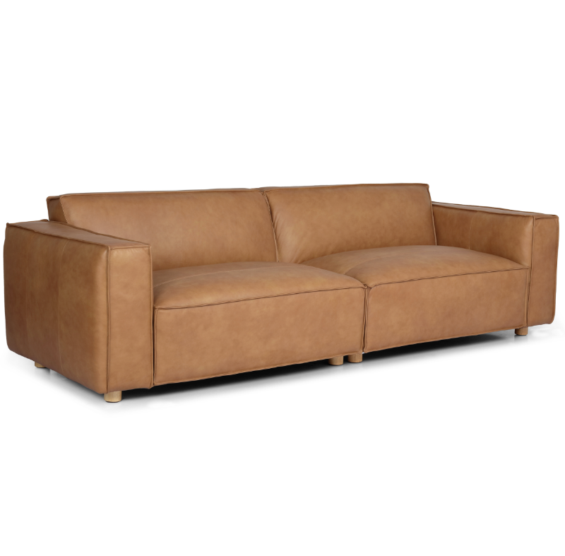 LARGE WAX LEATHER SOFA 3954