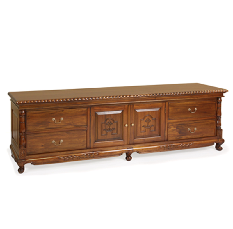 TAYLOR CARVED TV CABINET WITH 2 DOORS 4 DRAWERS