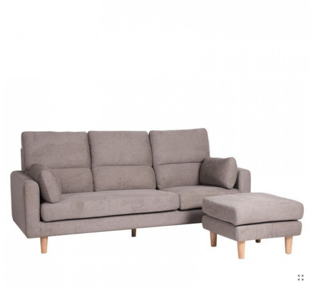 MITSU-N L-SHAPED SOFA w/ 2 KIDNEY PILLOWS (UNHANDLED) (DETACHABLE)