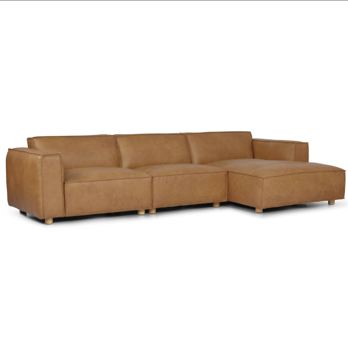 Large Wax Leather L-Shape Sofa 3954