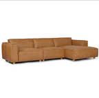 Large Wax Leather L-Shape Sofa 3954