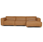 Large Wax Leather L-Shape Sofa 3954