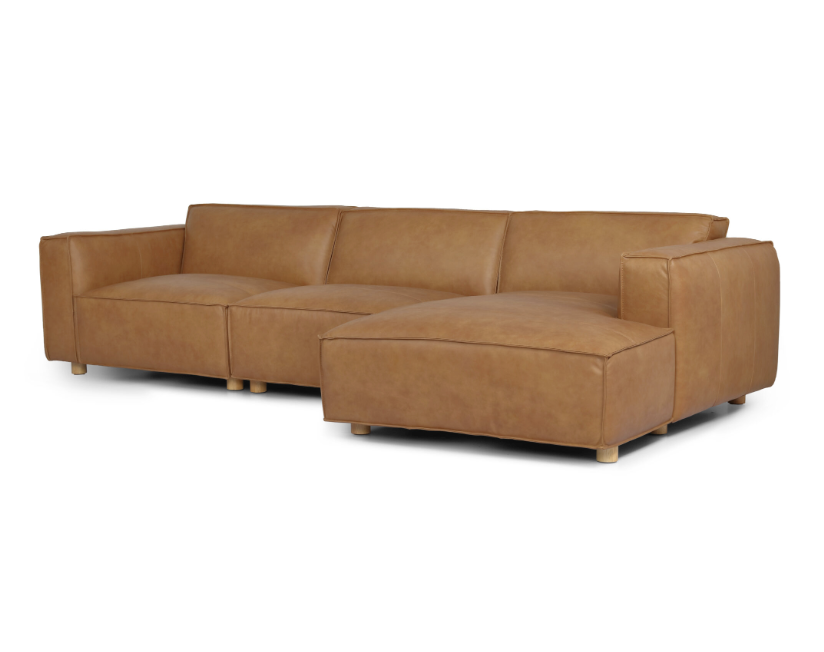 Large Wax Leather L-Shape Sofa 3954