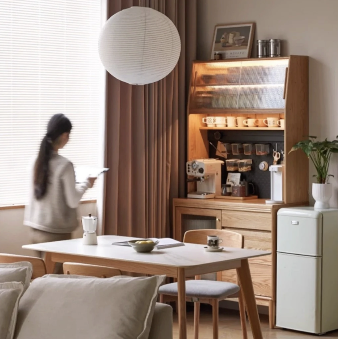 Agnes Solid Wood Sideboard With Upper Shelves