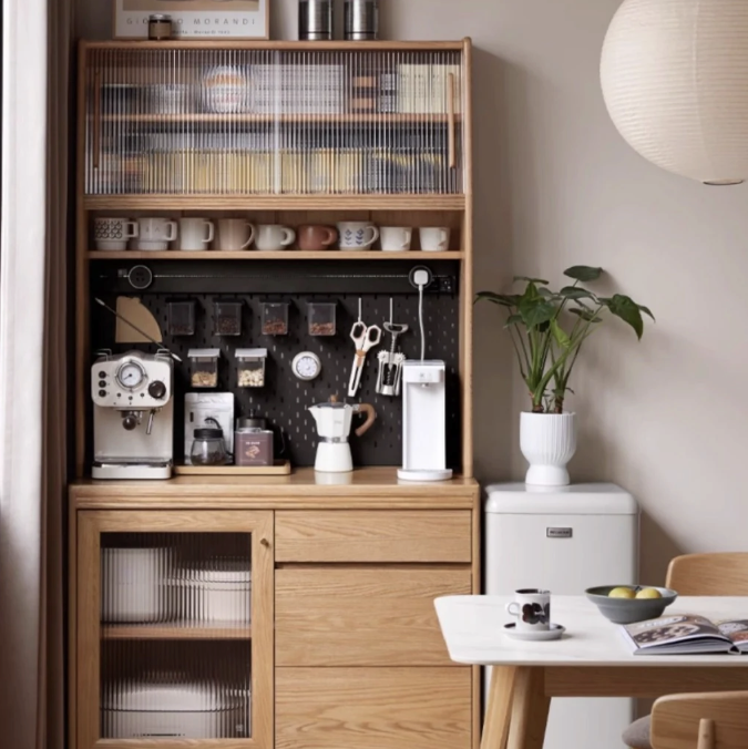 Agnes Solid Wood Sideboard With Upper Shelves