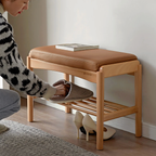 Shinta Shoe Bench With Faux Leather Cushion