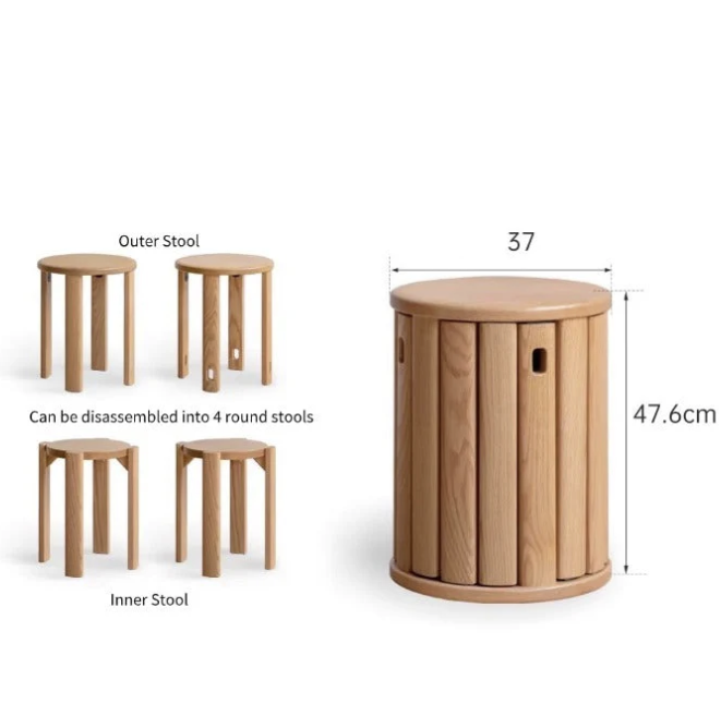 Elliot Stackable Solid Wood Stool