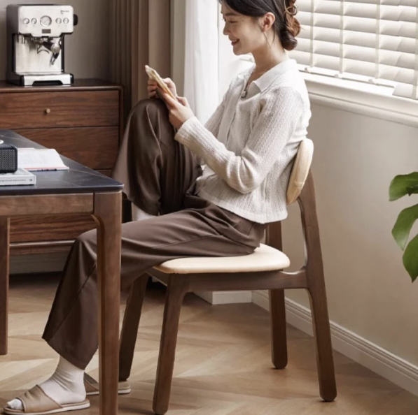 Elias Solid Oak Leather Dining Chair