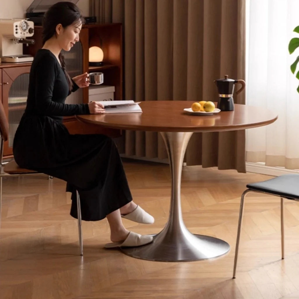 Walter Solid Wood Tulip Round Dining Table