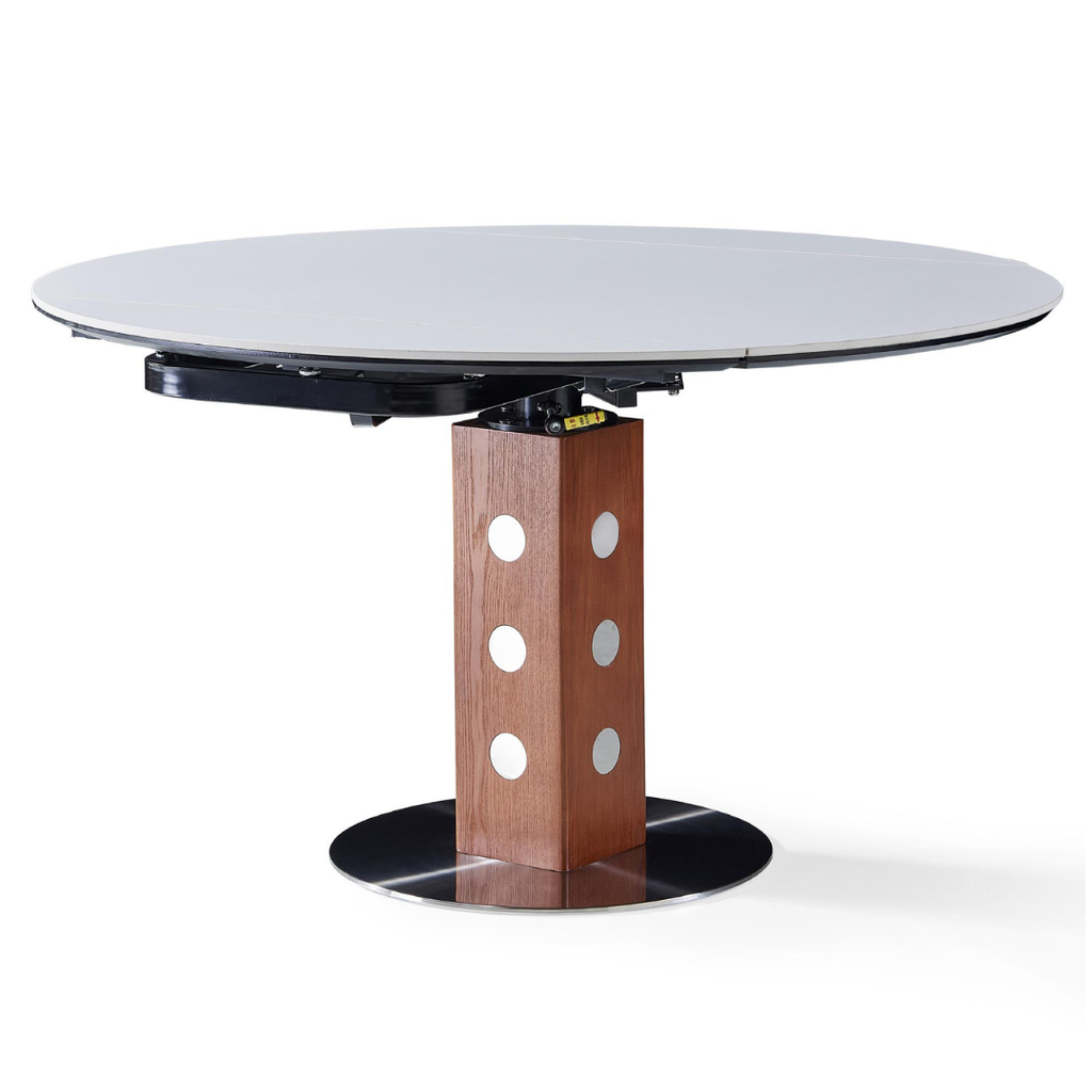 Circa White Sintered Stone Extendable Table