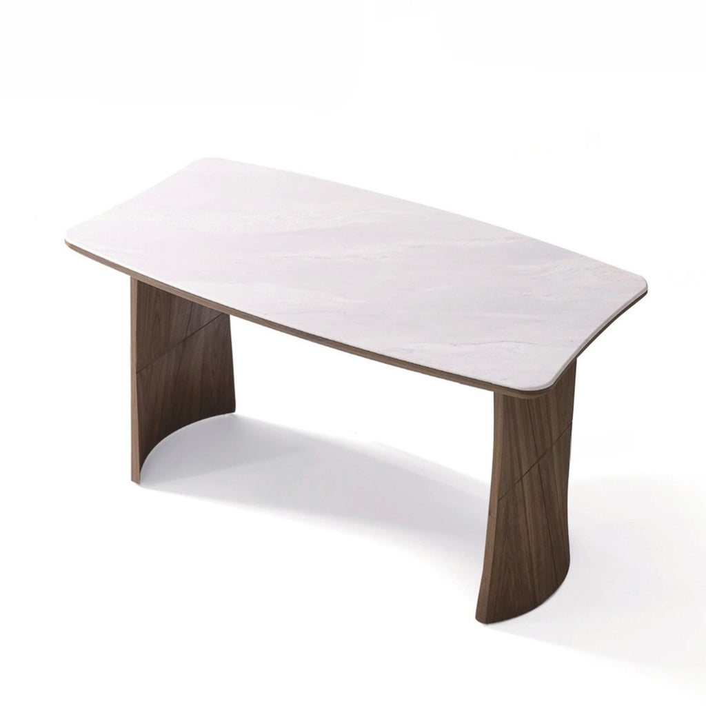 Matte White Coloured Stone With Ash Wood Base
