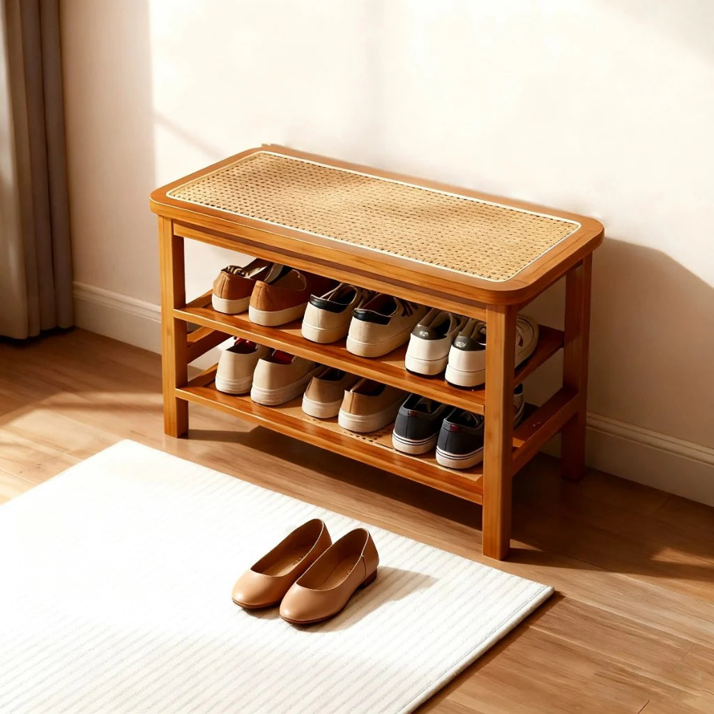 Rattan Shoe Bench